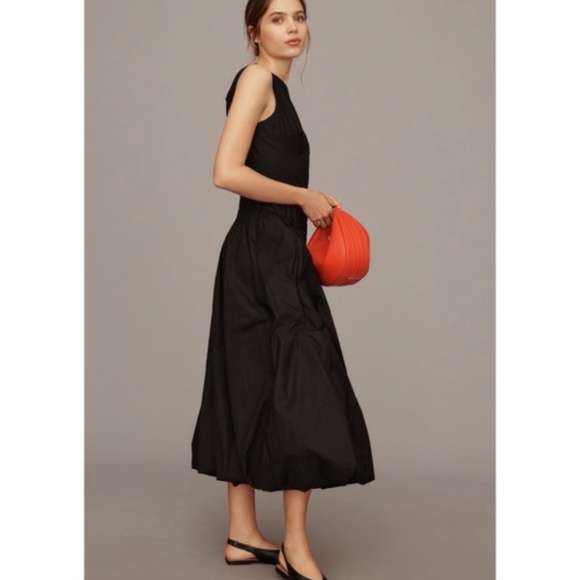 ANTHROPOLOGIE REFORMATION ELVIRA OPEN BACK MIDI DRESS BLACK ORGANIC COTTON 6 NWT - Picture 7 of 13